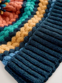 Torsade brillante cousue - Chapeau en maille bébé avec pompon (0mois-2ans)