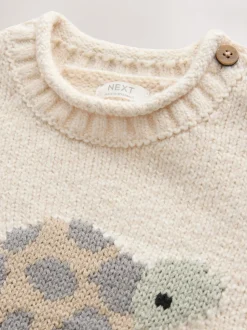 Tortue crème - Personnage Pull Col rond en maille (3mois-7ans)