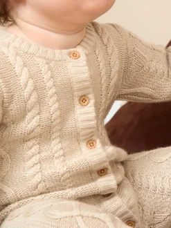 Tout-en-un JoJo Maman Bébé en maille torsadée avec Chapeaux