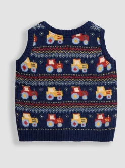 Tracteur bleu indigo - Débardeur JoJo Maman Bébé Fair Isle