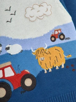 Tracteur bleu indigo - Pull JoJo Maman Bébé Scene