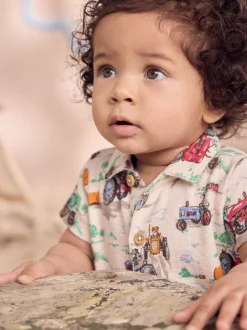 Tracteur écru à col imprimé - Barboteuse Kidston 100% Cotton Cath