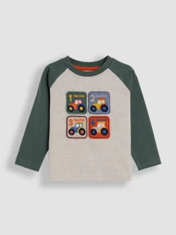 Tracteur Marron - Haut JoJo Maman Bébé à motif appliqué