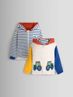Tracteur naturel - Sweat à capuche réversible JoJo Maman Bébé color block