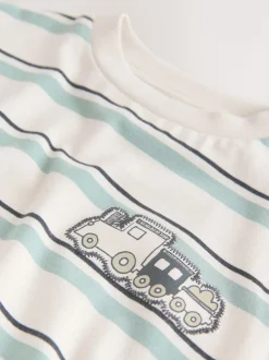 Train bleu/écru - T-shirt Rayure Manches courtes (3mois-7ans) (3mois-7ans)