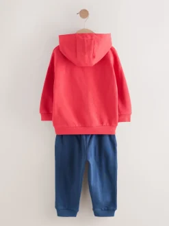 Transport appliqué rouge/bleu marine - Ensemble Sweat-shirt à capuche et Joggers (3mths-7yrs)