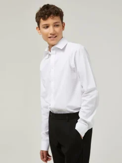 Trutex Blanc Coupe ajustée Manches longues 3 Lot School Chemises