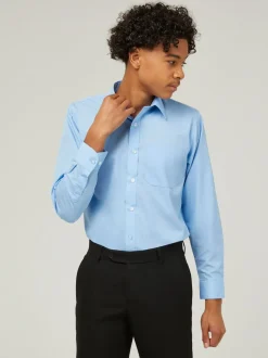 Trutex Bleu Regular Fit Long Sleeve 2 Pack School Shirts