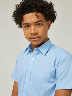 Trutex Bleu Regular Fit Manches courtes  2 Pack School Shirts