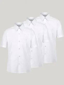Trutex Lot de 3 chemises blanches slim à manches courtes pour l’école