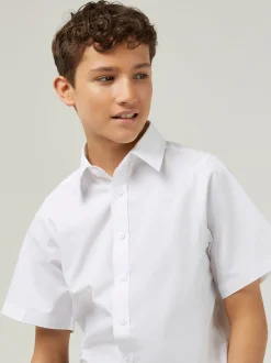 Trutex Lot de 3 chemises blanches slim à manches courtes pour l’école