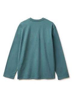 T-shirt Benetton bleu à manches longues avec logo imprimé