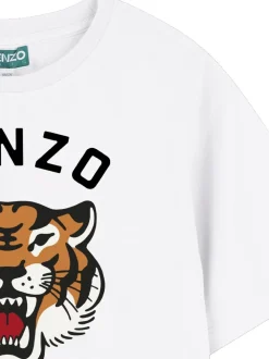 T-shirt Kenzo Kids Courts Tiger Imprimé à logo blanc