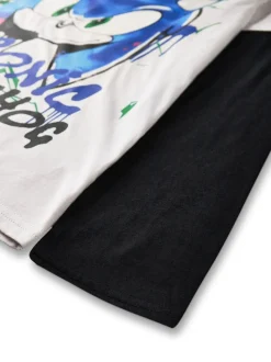 T-shirt Vanilla Underground Boys Character gris à manches longues Sonic The Hedgehog 100% coton