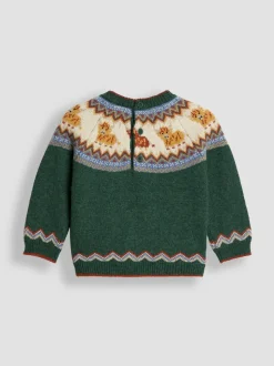 Vache verte des Highlands - Pull JoJo Maman Bébé Personnage Fair Isle