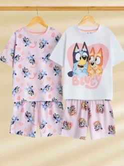 Vanilla Underground Bluey Filles Multicolore Multi Character Lot de 2 Ensemble Pyjamas Manches courtes