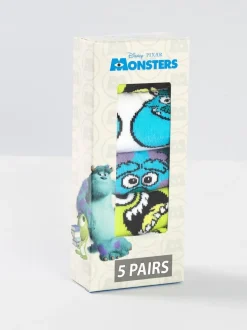 Vanilla Underground Disney Monsters Inc Unisexe Enfants Vert Mike & Sully Chaussettes Mollets Ensemble de 5