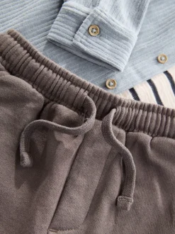 Velours côtelé bleu - Ensemble 3 pièces T-shirt et Survêtement (3mois-7ans)