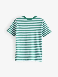 Vert - Benetton Garçons T-shirt rayé avec logo en 100% coton