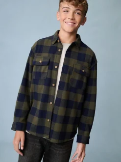 Vert - Chemise à carreaux à manches longues (3-16ans)