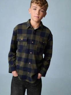 Vert - Chemise à carreaux à manches longues (3-16ans)