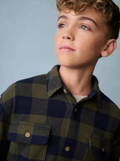 Vert - Chemise à carreaux à manches longues (3-16ans)