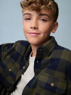 Vert - Chemise à carreaux à manches longues (3-16ans)