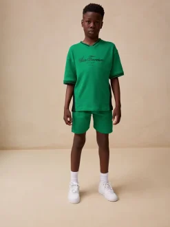 Vert - Ensemble t-shirt et short sportif à col en V (3-16ans)
