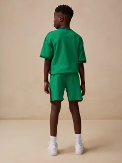 Vert - Ensemble t-shirt et short sportif à col en V (3-16ans)