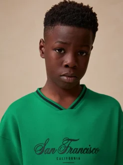 Vert - Ensemble t-shirt et short sportif à col en V (3-16ans)