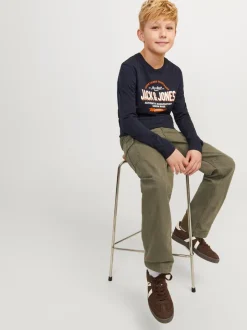 Vert - JACK & JONES JUNIOR Coupe droite Patch Pocket Cargos 100% Cotton Pantalons