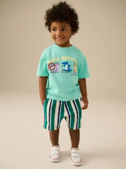 Vert à la menthe - Ensemble t-shirt à manches courtes et short à motif (3mois7ans)