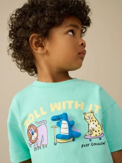 Vert à la menthe - Ensemble t-shirt à manches courtes et short à motif (3mois7ans)