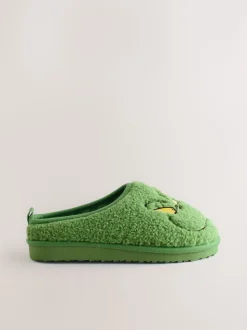 Vert - Mules chaussons Grinch en peau de mouton