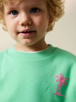 Vert à palmiers - Sweat imprimé All-over Col rond (3mois -7ans)