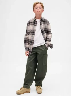 Vert - Pantalon cargo Gap brossé (4-13ans)