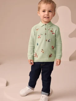 vert - Polo en maille brodé sur l’ensemble (3mois à7ans)