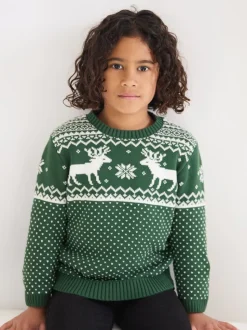 Vert - Pull The Little Tailor motif jacquard renne de Noël enfant