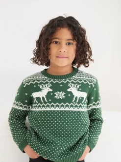 Vert - Pull The Little Tailor motif jacquard renne de Noël enfant