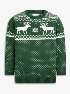 Vert - Pull The Little Tailor motif jacquard renne de Noël enfant