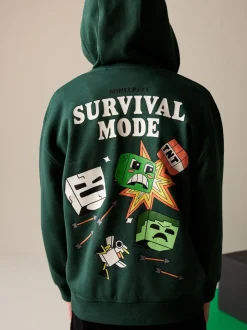 Vert - Sweat à capuche zippé Minecraft (3-16ans)
