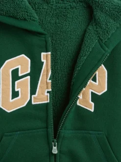 Vert - Sweat-shirt à capuche zippé en sherpa moelleux avec Gap logo (6mois5ans)