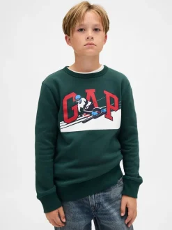 Vert - Sweat-shirt graphique Gap à col rond (4-13ans)