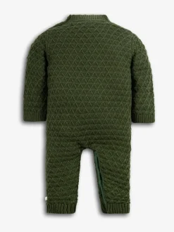 Vert - The Little Tailor Bébé 100% Cotton Cable Knit Romper And Chapeaux Gift Set