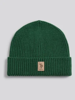 Vert - U.S. Polo Assn. Bonnet Signature Double Horsemen en maille