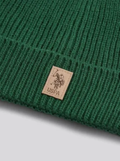 Vert - U.S. Polo Assn. Bonnet Signature Double Horsemen en maille