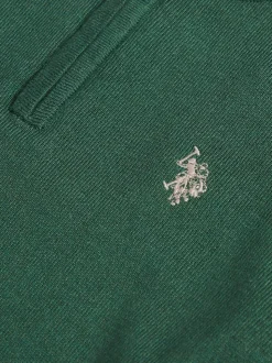 Vert - U.S. Polo Assn. Pull quart de zip en maille riche en coton
