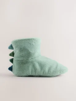 Vert avec dinosaure - Chaussettes chaussons souples
