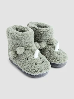Vert avec dinosaure - Chaussons bottes JoJo Maman Bébé en peluche