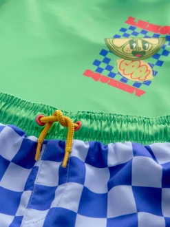 Vert Bleu Carreaux - Ensemble gilet anti-éclaboussures et short (3mths-7yrs)